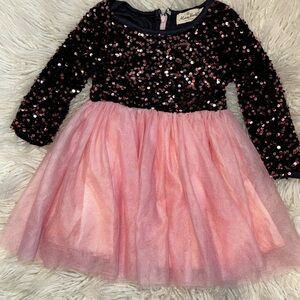 Sequin and Tulle Pink Kids Dress